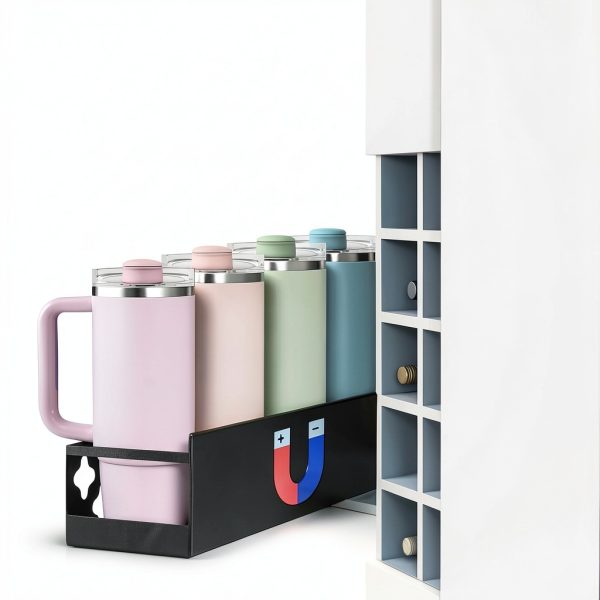 Linidcoud Magnetic Cup Holder Wall Mount Carbon Steel 8 Cup-2