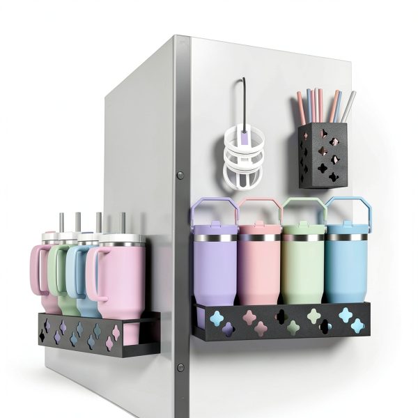 Linidcoud Magnetic Cup Holder Wall Mount Carbon Steel 8 Cup-4