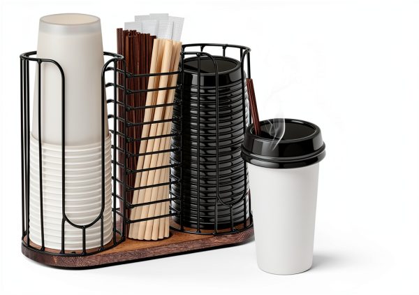 Tanggiteck Wood Cup Dispenser Portable Kitchen Storage B-3-2