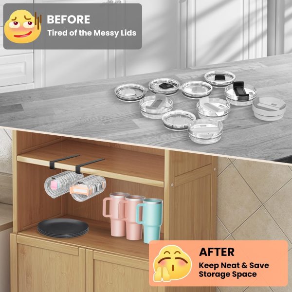 Amawarm Tumbler Lid Organizer Metal Under Cabinet Storage-5