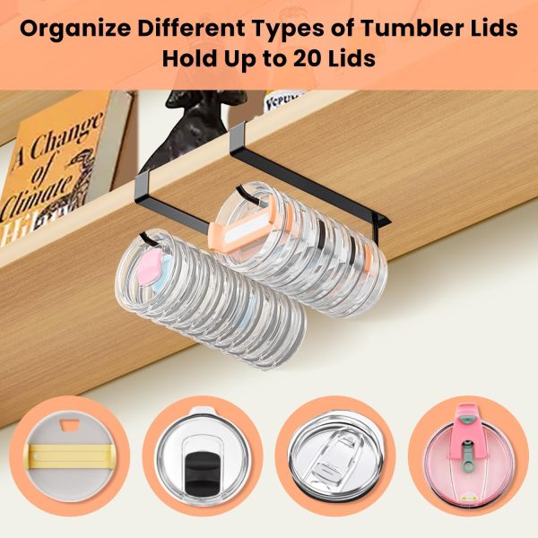 Amawarm Tumbler Lid Organizer Metal Under Cabinet Storage-4