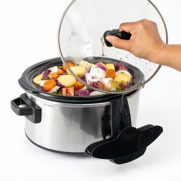Lid Pocket Lid Holder Plastic Round Black Slow Cooker-1