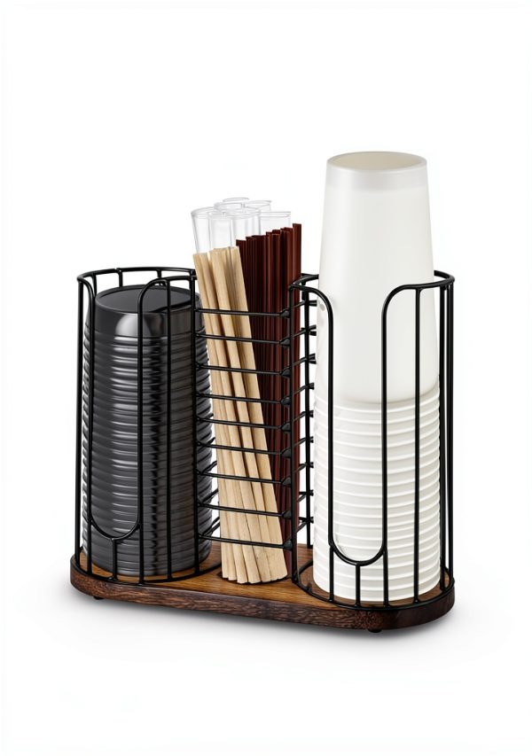 Tanggiteck Wood Cup Dispenser Portable Kitchen Storage B-3-6