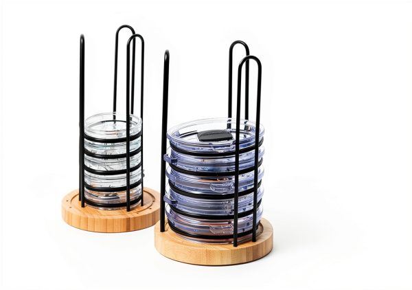 TelKeen Bamboo Cup Lid Holder Detachable Space Saving-3