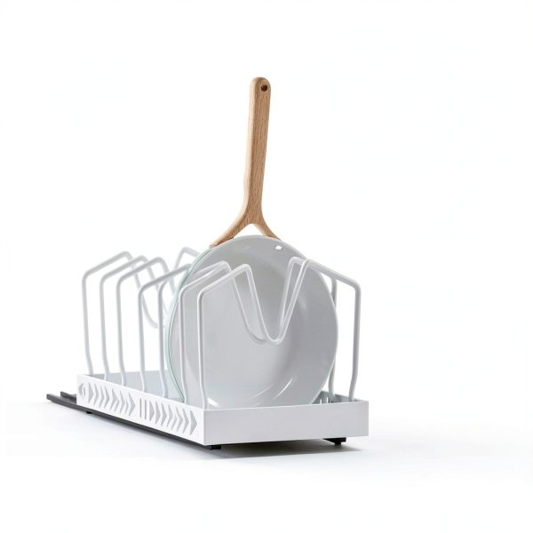 GoMaihe Pull Out Pot Lid Organizer Metal White 2 Pack-1