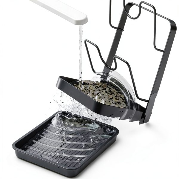 Reyneey Kitchen Pot Lid Storage Rack Portable Gray Metal-5