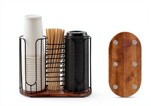 Tanggiteck Wood Cup Dispenser Portable Kitchen Storage B-3-1