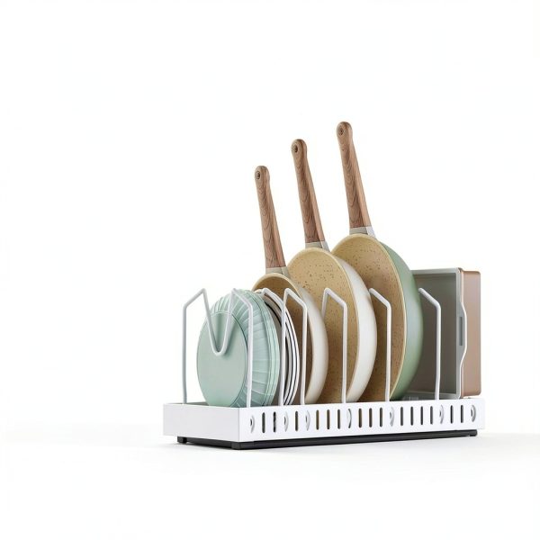 GoMaihe Pull Out Pot Lid Organizer Metal White 2 Pack-3