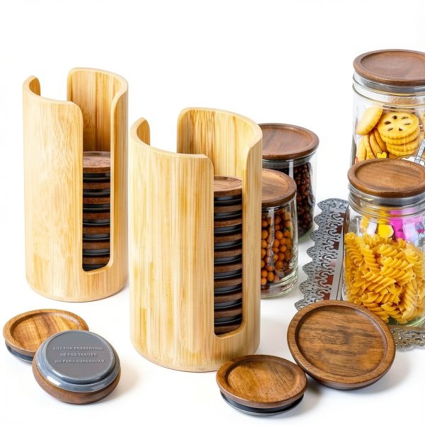 AFOROEOA Mason Jar Lid Organizer Bamboo Space Saving Design-3
