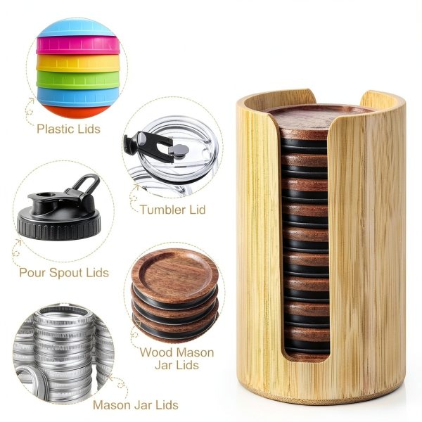 AFOROEOA Mason Jar Lid Organizer Bamboo Space Saving Design-5