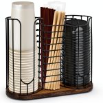 Tanggiteck Wood Cup Dispenser Portable Kitchen Storage B-3-0