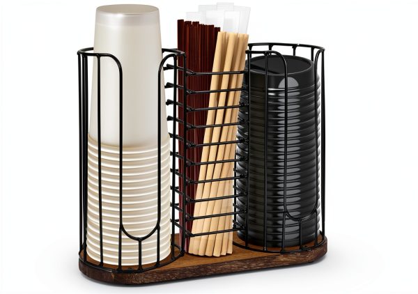 Tanggiteck Wood Cup Dispenser Portable Kitchen Storage B-3-0