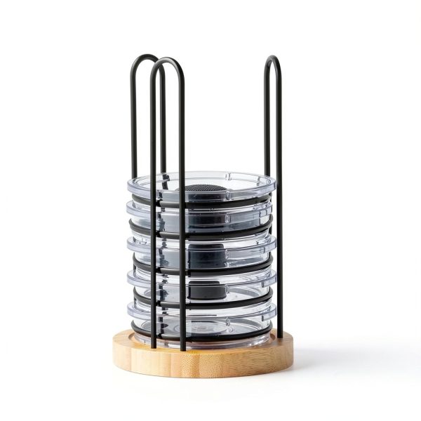 TelKeen Bamboo Cup Lid Holder Detachable Space Saving-1