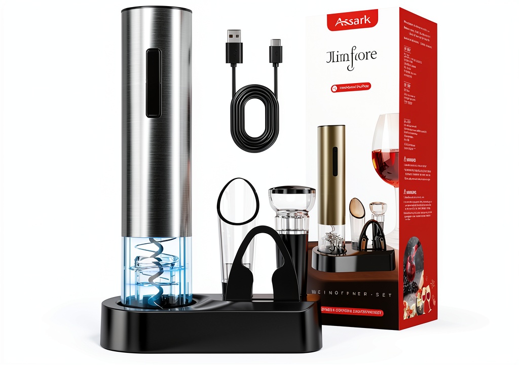 Vintner electric wine opener set displayed on a dining table