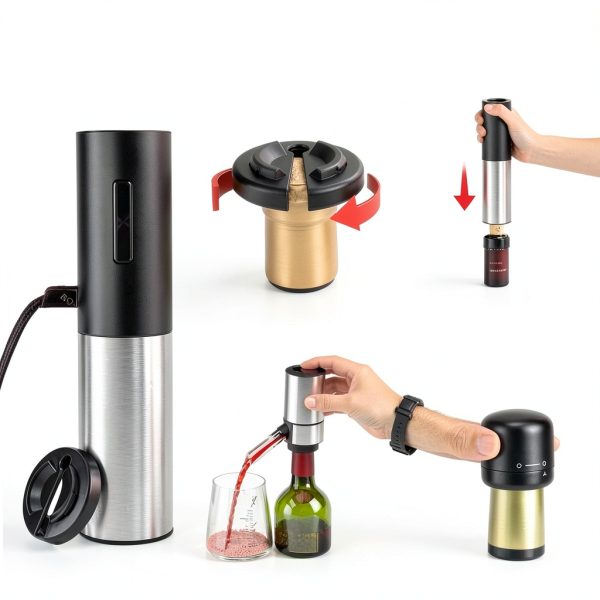 Electric Wine Bottle Opener Rocyis Stainless Steel Set-4