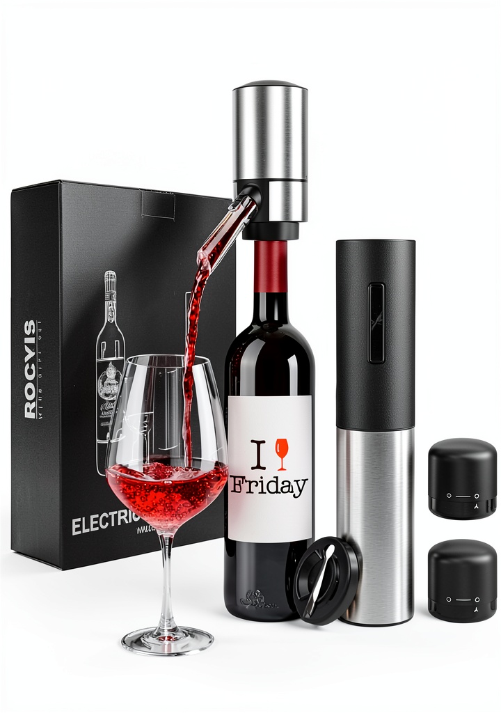 Rocyis electric wine opener set on a dinner table