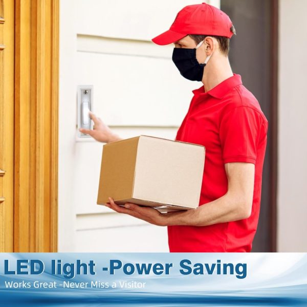 Lighted Doorbell Button Abvsdu LED White Plastic 2in Push Button-5