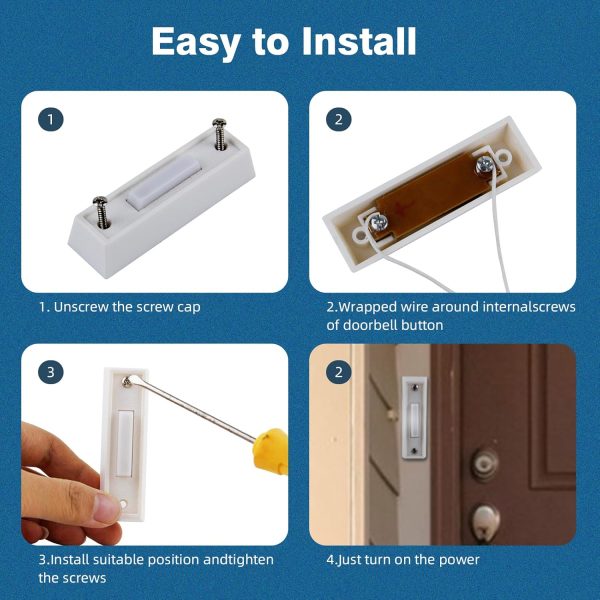 Lighted Doorbell Button Abvsdu LED White Plastic 2in Push Button-2