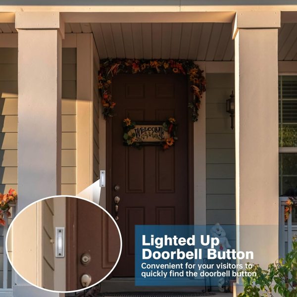 Lighted Doorbell Button Abvsdu LED White Plastic 2in Push Button-3