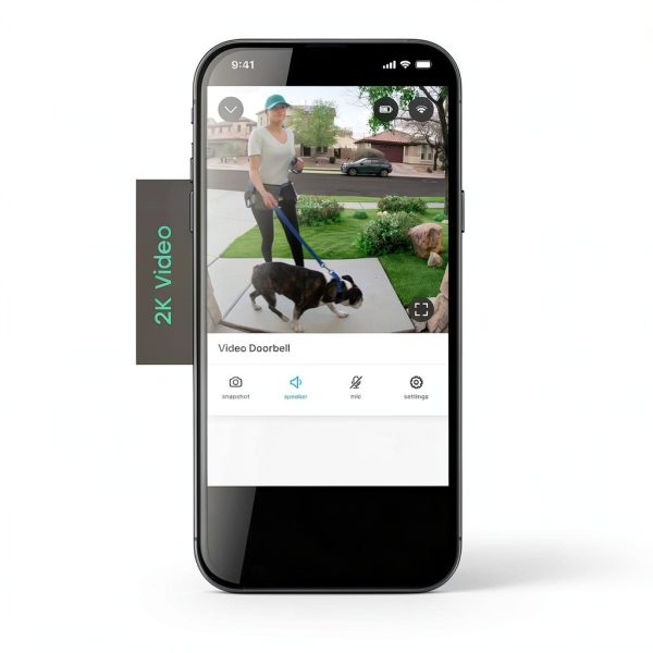 Chamberlain myQ Video Doorbell 2K Camera Color Night Vision Black-4