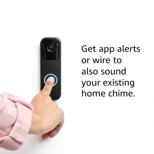 Blink Video Doorbell + Sync Module 2 — Two-way audio, HD video, two-year battery life, motion detection, chime app alerts, Works with Alexa (Black)-1