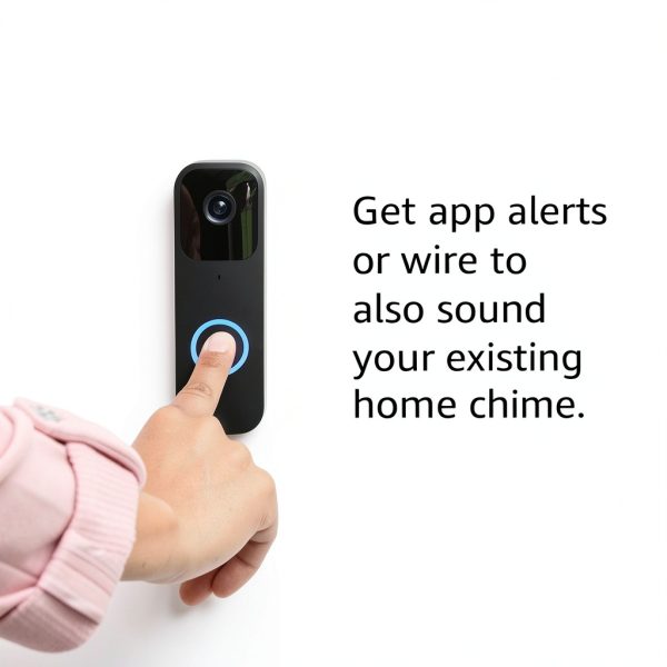 Blink Video Doorbell + Sync Module 2 — Two-way audio, HD video, two-year battery life, motion detection, chime app alerts, Works with Alexa (Black)-1