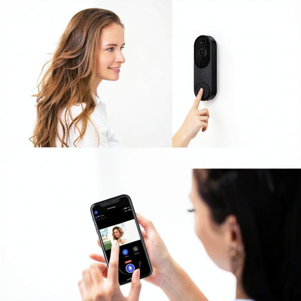 1080p Video Doorbell Camera M50 Black Wireless with AI Detection-2